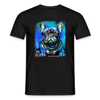 French Bulldog Dog Portrait - Men's T-Shirt - black - Front - AI Model Male 178 light (178cm)