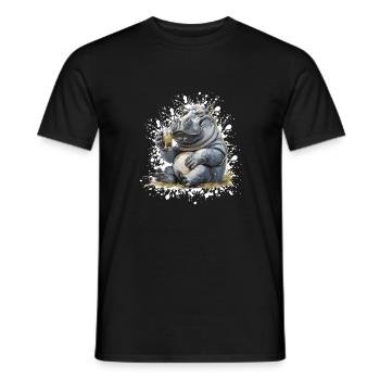 Hippopotamus Beer Funny - Men's T-Shirt - black - Front - AI Model Male 178 light (178cm)