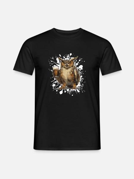 Eule Bier Lustig - Männer T-Shirt - Schwarz