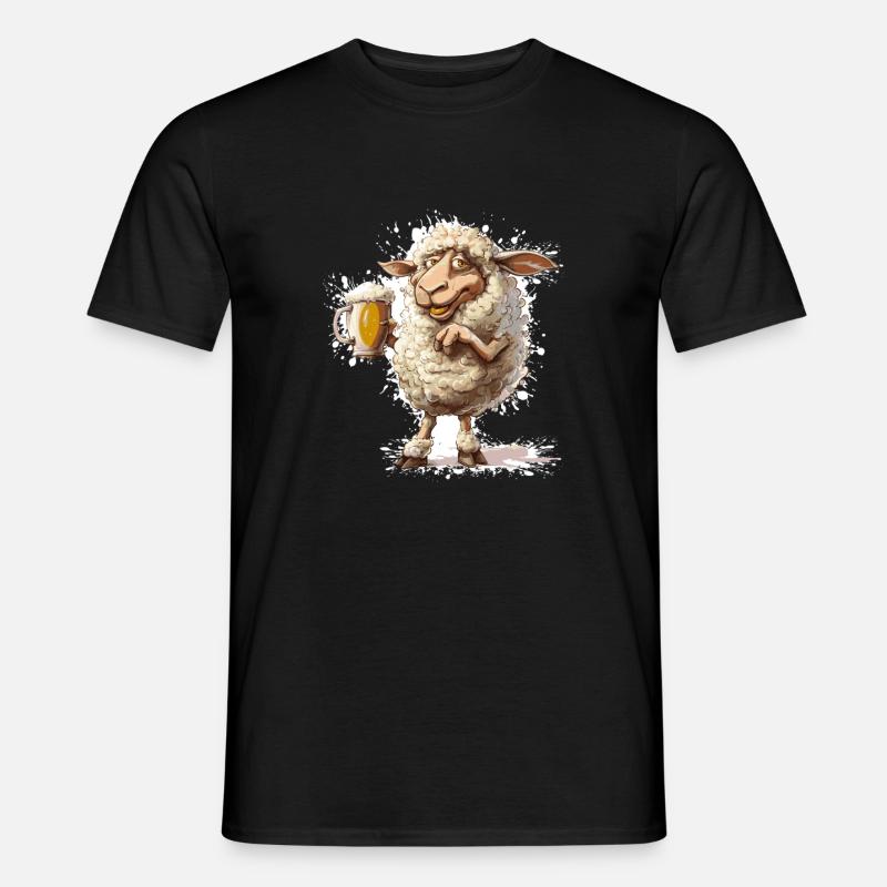 Schaf Bier Lustig - Männer T-Shirt - Schwarz
