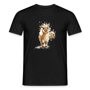 Alpaca Llama Beer Funny - Men's T-Shirt - black - Front - AI Model Male 178 light (178cm)