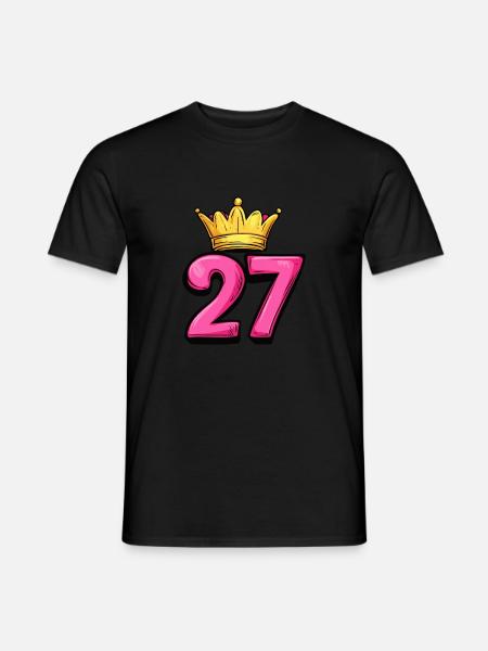 27 Zahl Krone - Männer T-Shirt - Schwarz