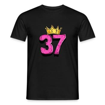 37 Nombre Couronne - T-shirt homme - noir - Devant - AI Model Male 178 light (178cm)