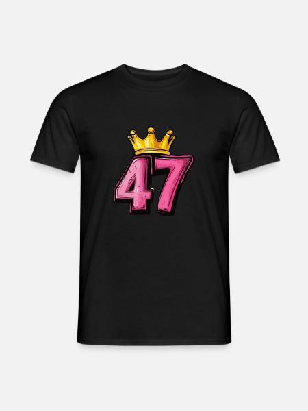 47 Zahl Krone - Männer T-Shirt - Schwarz