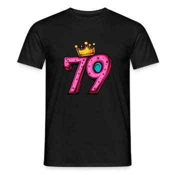 79 Nombre Couronne - T-shirt homme - noir - Devant - AI Model Male 178 light (178cm)