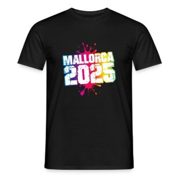 Mallorca 2025 Bunt Klecks - Männer T-Shirt - Schwarz - Vorne - AI Model Male 178 light (178cm)