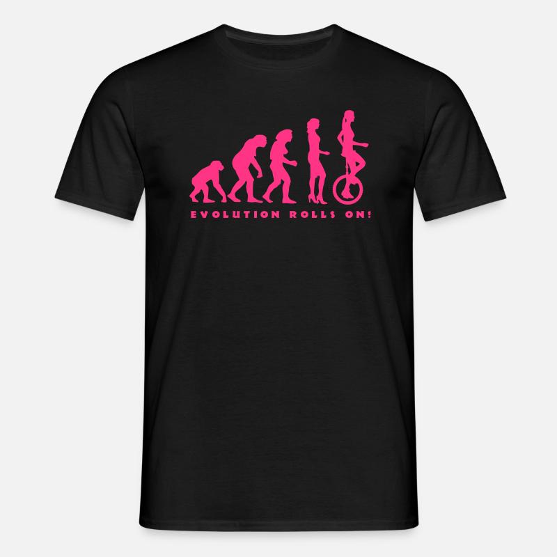 evolution_einradfahrerin_1c_b - Männer T-Shirt - Schwarz