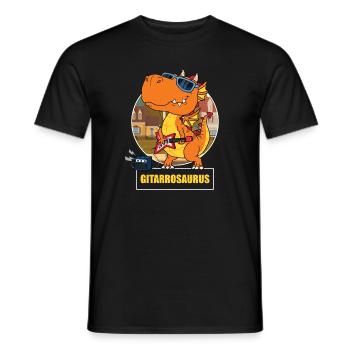 Guitarrosaurus - T-rex joue de la guitare - Dino - T-shirt homme - noir - Devant - AI Model Male 178 light (178cm)