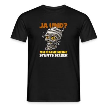 Totenschädel: Ich mache meine Stunts selber - Männer T-Shirt - Schwarz - Vorne - AI Model Male 178 light (178cm)