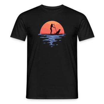 Sunset Stand Up Paddle Dog And Girl - T-shirt homme - noir - Devant - AI Model Male 178 light (178cm)