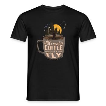 Cartoon Coffee &Fly Fishing Lover Poison - T-shirt homme - noir - Devant - AI Model Male 178 light (178cm)