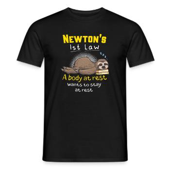 Newton's First Law Funny Physics Joke - Männer T-Shirt - Schwarz - Vorne - AI Model Male 178 light (178cm)