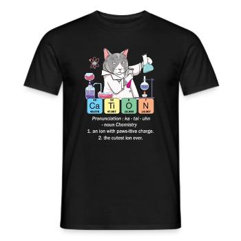 Funny Inorganic Chemistry Cat Art Gift - Men's T-Shirt - black - Front - AI Model Male 178 light (178cm)