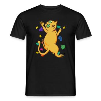 Funny Wall Climbing Cat With Colourful Shapes - Männer T-Shirt - Schwarz - Vorne - AI Model Male 178 light (178cm)
