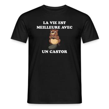 Humour Petit Castor - T-shirt homme - noir - Devant - AI Model Male 178 light (178cm)