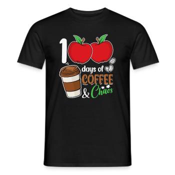 100 Days of Coffee & Chaos School Teacher - Men's T-Shirt - black - Front - AI Model Male 178 light (178cm)