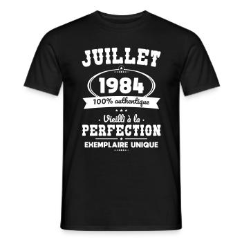 40-jähriges Jubiläum - Juli 1984 Perfektion - Männer T-Shirt - Schwarz - Vorne - AI Model Male 178 light (178cm)