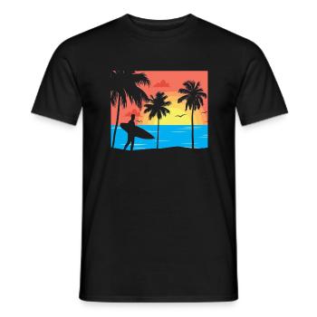 Surfer am Strand - Men's T-Shirt - black - Front - AI Model Male 178 light (178cm)