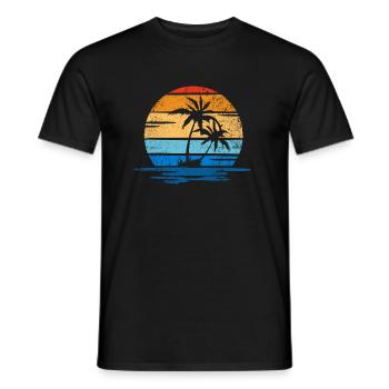 Strand, Palmen und Meer retro - T-shirt homme - noir - Devant - AI Model Male 178 light (178cm)
