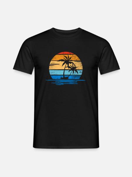 Strand, Palmen und Meer retro - Men's T-Shirt - black