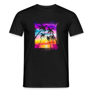 Strand mit Palmen - Men's T-Shirt - black - Front - AI Model Male 178 light (178cm)