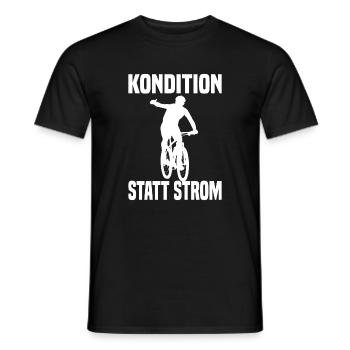 Kondition Statt Strom Lustiger Fahrrad Spruch - Männer T-Shirt - Schwarz - Vorne - AI Model Male 178 light (178cm)