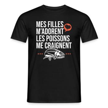 mes filles m adorent les poissons papa pêcheur - T-shirt homme - noir - Devant - AI Model Male 178 light (178cm)