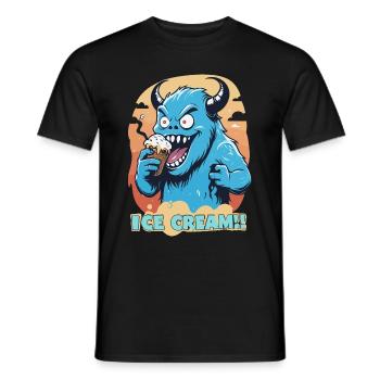 Monster mange de la crème glacée - T-shirt homme - noir - Devant - AI Model Male 178 light (178cm)