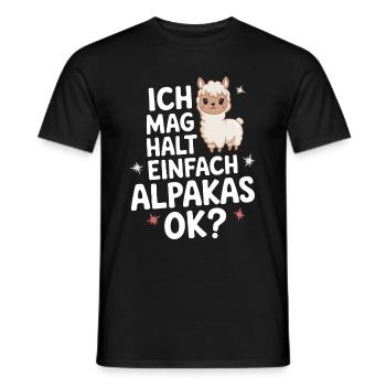Alpaca llama alpacas animal - Men's T-Shirt - black - Front - AI Model Male 178 light (178cm)