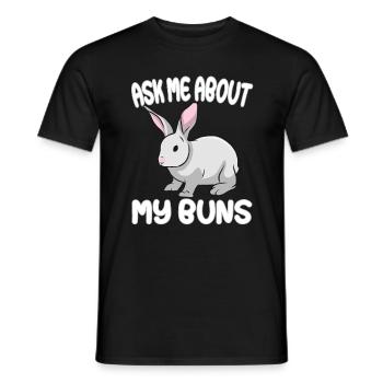 Ask me about my buns - Rabbit Rabbit Rabbit Breeder - Men's T-Shirt - black - Front - AI Model Male 178 light (178cm)