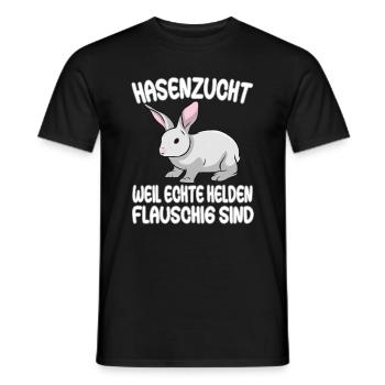 Hasenzucht - weil echte Helden flauschig sind - Männer T-Shirt - Schwarz - Vorne - AI Model Male 178 light (178cm)