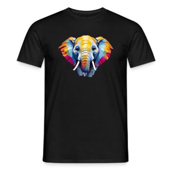 Tête frappante d’un grand éléphant mignon - T-shirt homme - noir - Devant - AI Model Male 178 light (178cm)