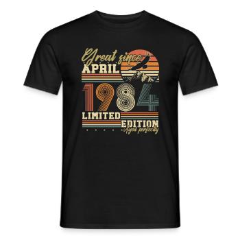 April 1984 Jahrgang geboren Geburtstag Geschenk - Männer T-Shirt - Schwarz - Vorne - AI Model Male 178 light (178cm)