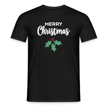 Frohe Weihnachten Stechpalme - Männer T-Shirt - Schwarz - Vorne - AI Model Male 178 light (178cm)