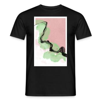Motif japonais abstrait rose - T-shirt homme - noir - Devant - AI Model Male 178 light (178cm)