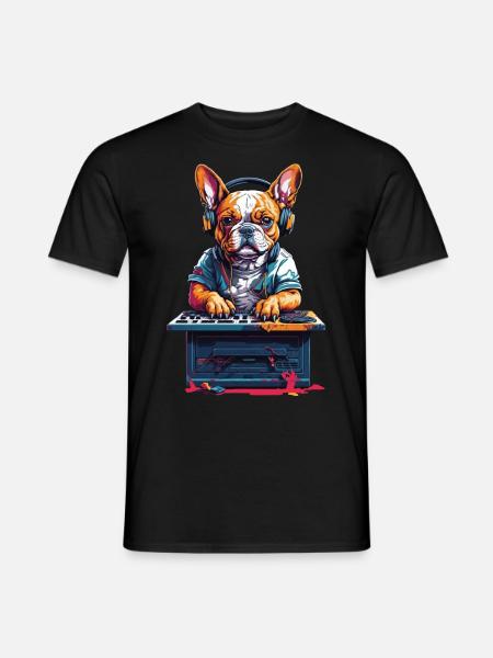DJ French Bulldog Music Dog Party - Men's T-Shirt - black