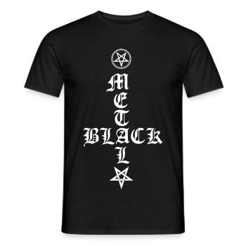 Black Metal - Cross Upside Down avec Pentagram - T-shirt homme - noir - Devant - AI Model Male 178 light (178cm)