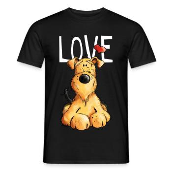 Drôle Airedale Terrier - Chien - Cadeau - T-shirt homme - noir - Devant - AI Model Male 178 light (178cm)