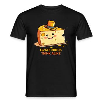 Funny Cheese with Hat - Pun Design - Men's T-Shirt - black - Front - AI Model Male 178 light (178cm)