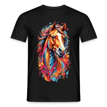 Farbensturm Pferdekopf - Männer T-Shirt - Schwarz - Vorne - AI Model Male 178 light (178cm)