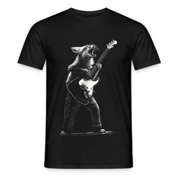 Rockender Rotfuchs mit E-Gitarre Geschenk Musikfan - Männer T-Shirt - Schwarz - Vorne - AI Model Male 178 light (178cm)