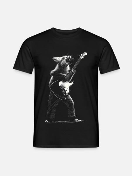 Rockender Rotfuchs mit E-Gitarre Geschenk Musikfan - Männer T-Shirt - Schwarz