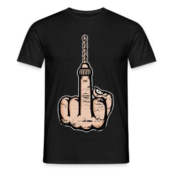 Conception de la perceuse au doigt d’honneur - T-shirt homme - noir - Devant - AI Model Male 178 light (178cm)