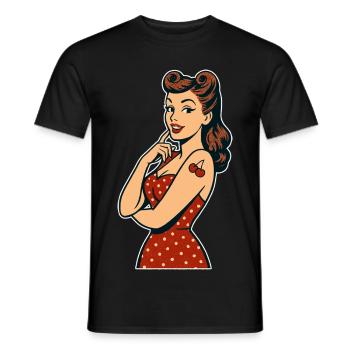 Rockabilly Pin-Up Victory Rolls Retro Gift - Men's T-Shirt - black - Front - AI Model Male 178 light (178cm)