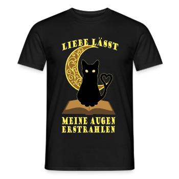 Romantische Mond Buchkatze - Männer T-Shirt - Schwarz - Vorne - AI Model Male 178 light (178cm)