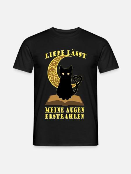 Romantic Moon Book Cat - Men's T-Shirt - black