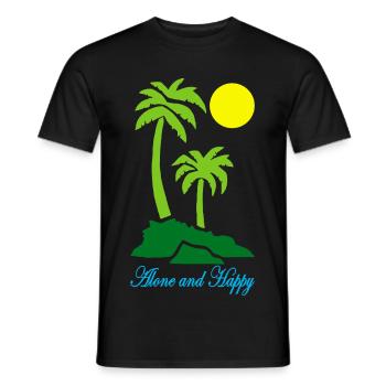 Seul et heureux - T-shirt homme - noir - Devant - AI Model Male 178 light (178cm)