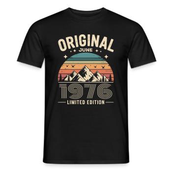 juin 1976 – Légende des sommets et montagnes - T-shirt homme - noir - Devant - AI Model Male 178 light (178cm)