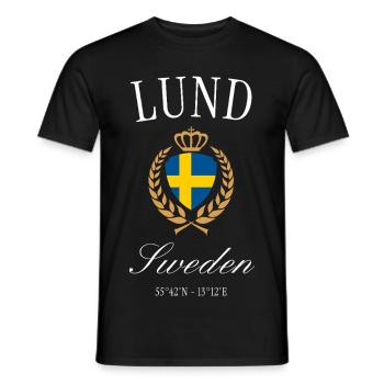 Lund Schweden Wappen Krone – Reise Souvenir - Männer T-Shirt - Schwarz - Vorne - AI Model Male 178 light (178cm)