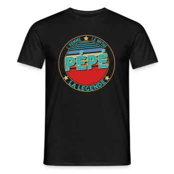 Mon Pépé le mythe la legende Papy Vintage - T-shirt homme - noir - Devant - AI Model Male 178 light (178cm)